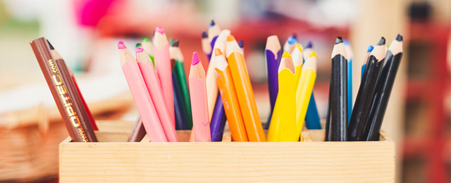 container with colored pencils