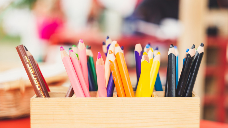 box of colored pencils