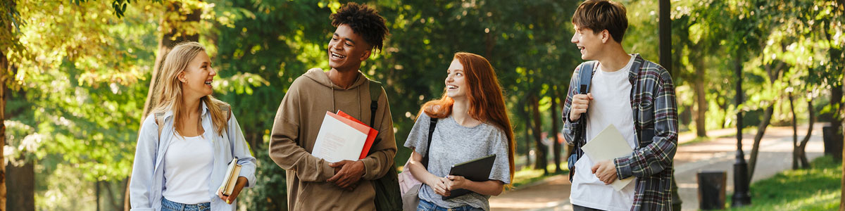 students walking outside