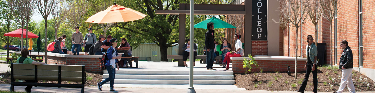 students at the JSC plaza