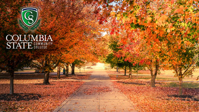 path to gym with Columbia State logo