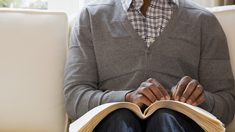 someone reading braille