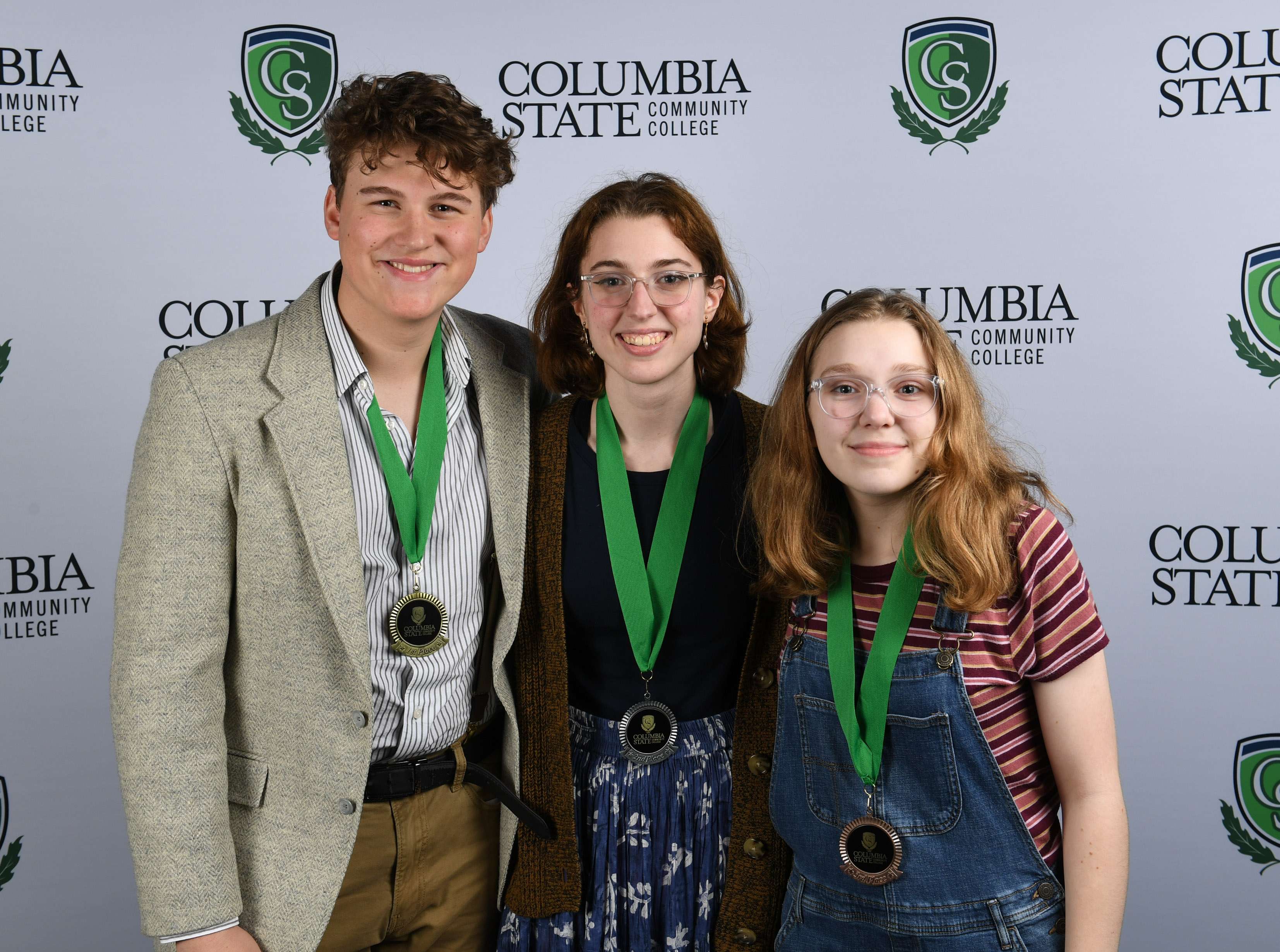 Oral Interpretation Winners (left to right): First place winner, Jake Peluso-Harper of Spring Hill High School; second place winner, Catherine Whelchel of Spring Hill High School; and third place winner, Caroline McNutt of Marshall County High School.