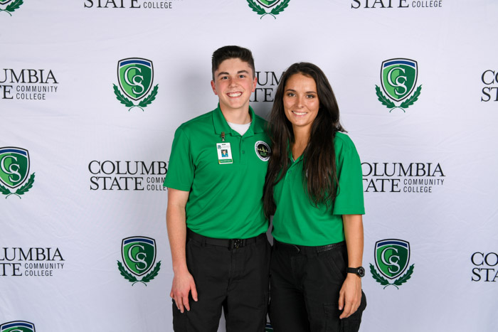 Pictured (left to right): Maury County emergency medical technician graduates Christopher Clauss and Morgan Anderson.