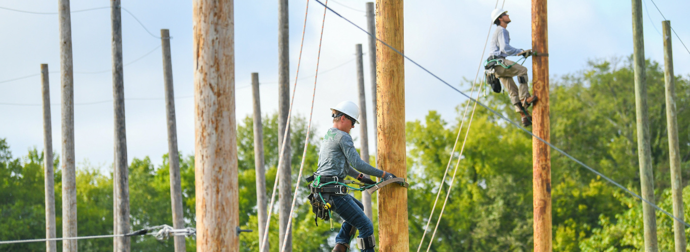 Students participate in Pre-Apprentice Lineworker Mini-Rodeo activities.