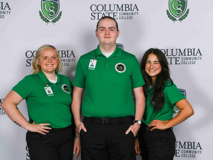 Maury County emergency medical technician graduates Leah Hay, Noah Hendley and Rachel Armenia.