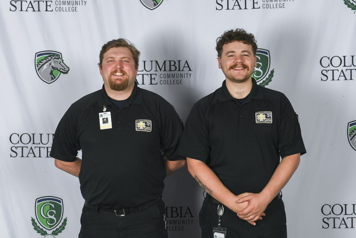 Pictured (left to right): Dickson County paramedic graduates Shane Young and Cameron Beasley.