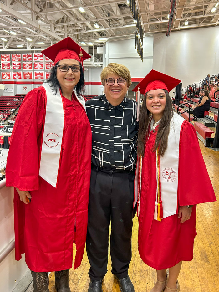Christina Boone, Columbia State MLT alumnus and Austin Peay BSMLS graduate; Lisa Harmon, Columbia State program director and assistant professor of medical laboratory technology; and Victoria Mercado, Columbia State MLT alumnus and Austin Peay BSMLS graduate.