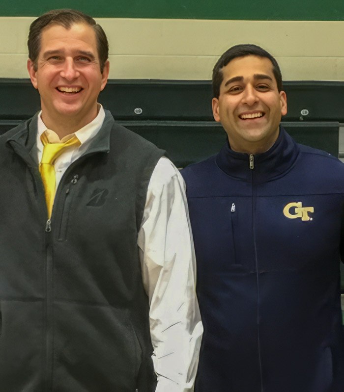 Pictured (left to right): Winston Neal, Columbia State men’s basketball head coach, and Dr. Amit Keswani, an interventional cardiologist.