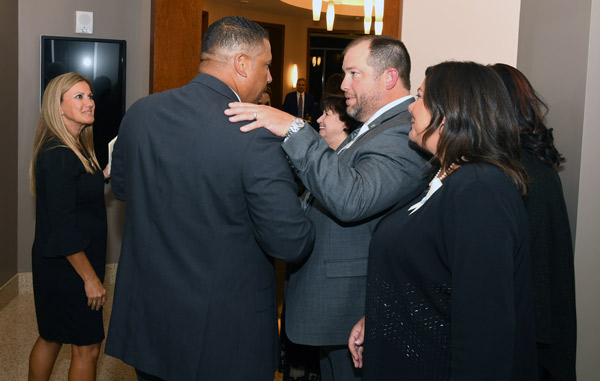 Kirk Kelso, Columbia State Foundation Board chair; Patrick Gilbert, First National Bank senior vice president and immediate past chair