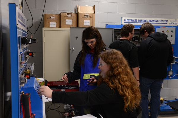 Fairview Students work on electrical wiring